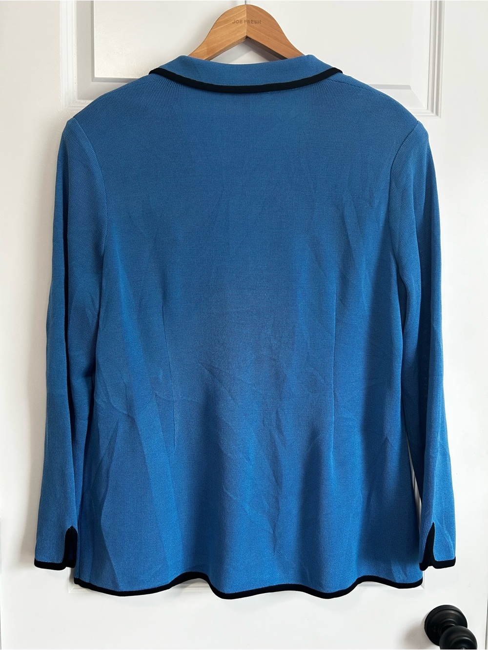 Misook Blue Knit Blazer Cardigan with Black Piping XL - Picture 4 of 5